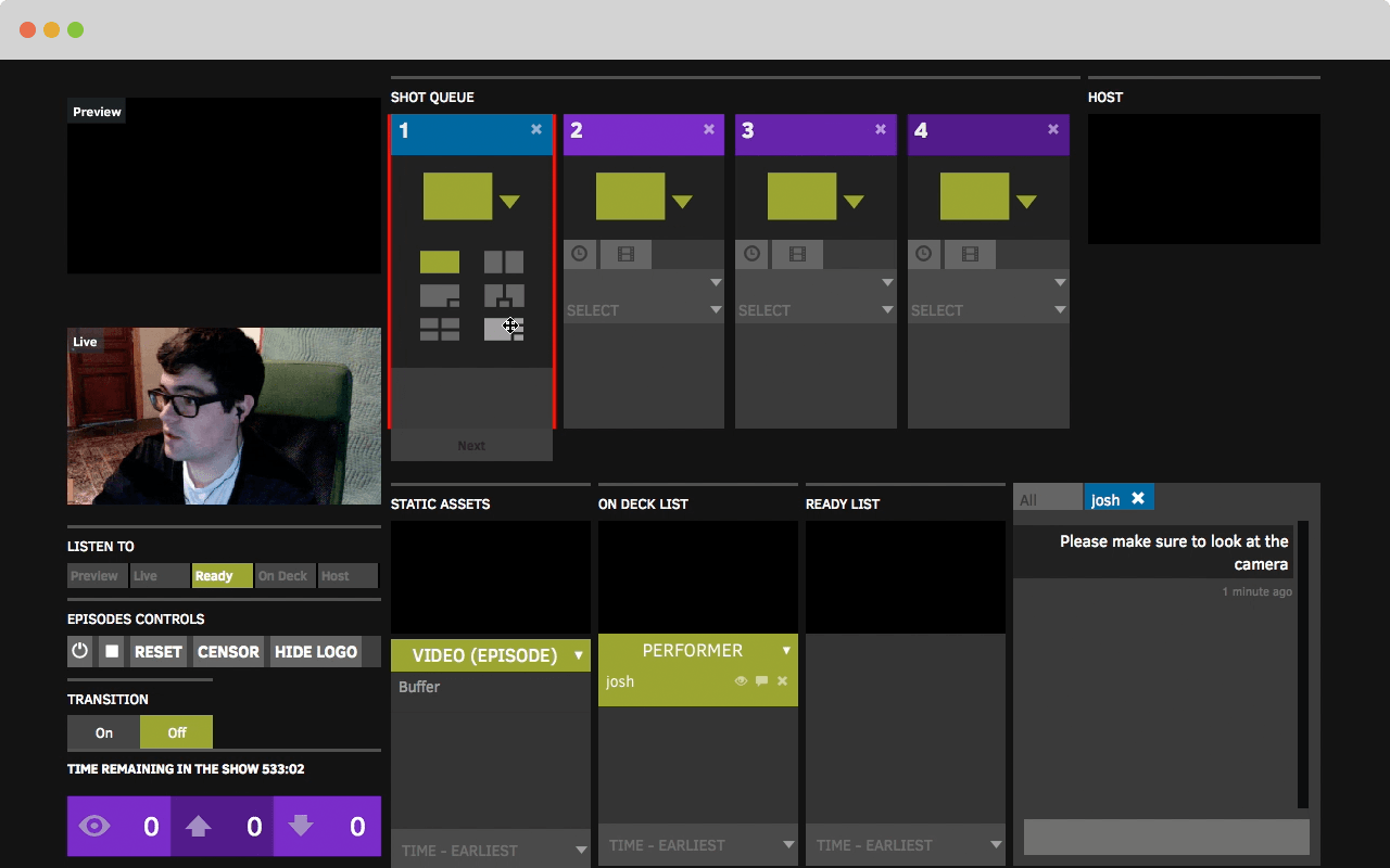 Stage TEN's cloub-based control room